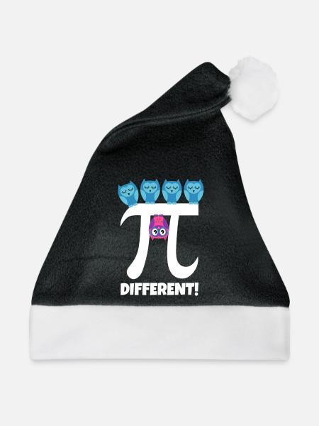 Pi Different Süße Eule Be Different Mathe Lehrer - Weihnachtsmütze - Schwarz/Weiß - Vorne