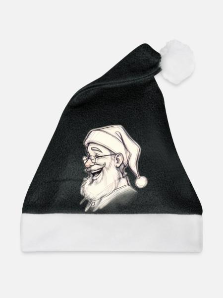 Santa Chef Skizzen-Tee - Weihnachtsmütze - Schwarz/Weiß - Vorne