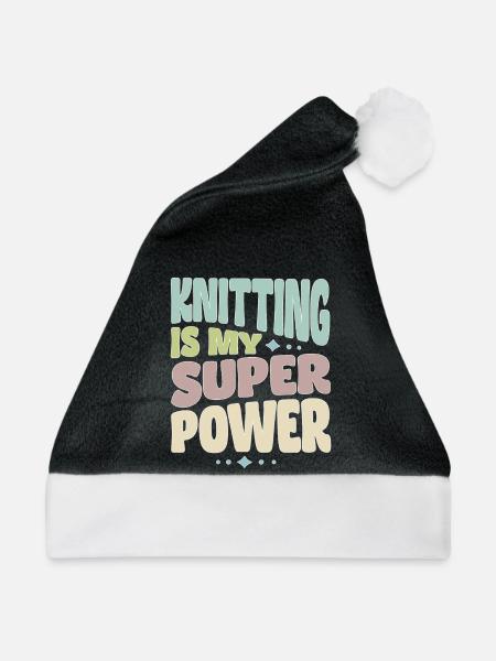 Stricken Strickerin Stricker Knitting superpower - Weihnachtsmütze - Schwarz/Weiß - Vorne