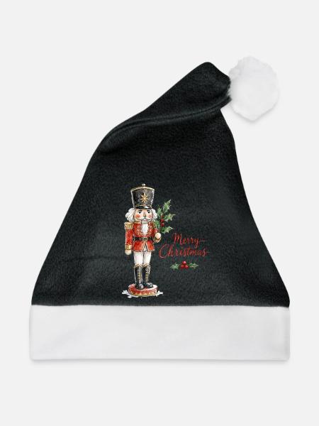 Aquarell Weihnachtsnussknacker - Weihnachtsmütze - Schwarz/Weiß