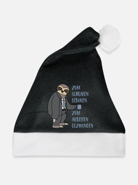 Faultier Zum Schlafen Geboren Arbeiten Gezwungen - Weihnachtsmütze - Schwarz/Weiß