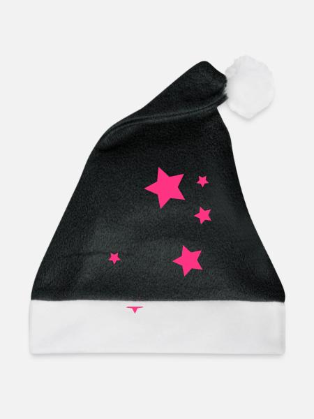Pink Stars - Weihnachtsmütze - Schwarz/Weiß