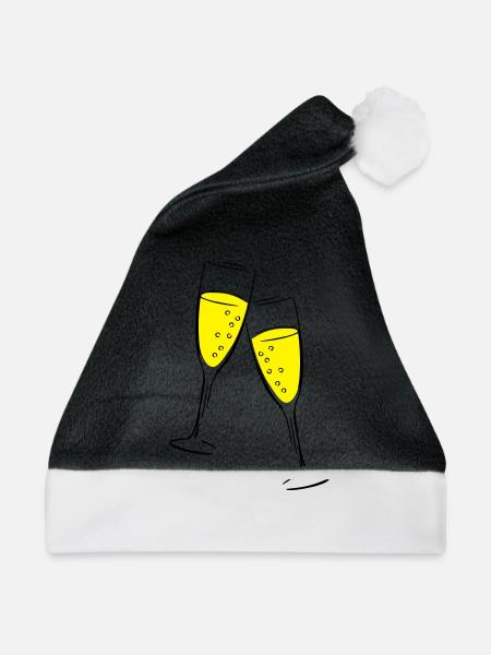 sekt design glas - Weihnachtsmütze - Schwarz/Weiß