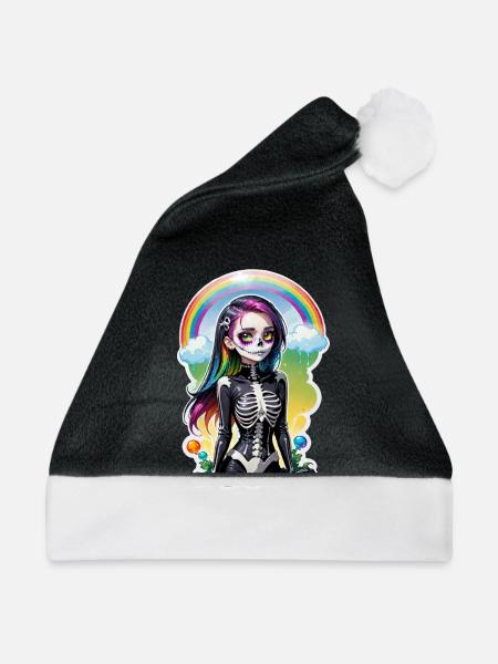 Halloween - Rock & Regenbogen - Weihnachtsmütze - Schwarz/Weiß
