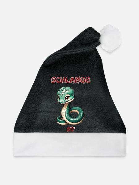 Schlange - chinesisches Sternzeichen - Astrologie - Weihnachtsmütze - Schwarz/Weiß