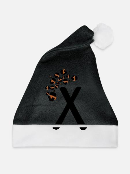 Buchstabe x Leopardenmuster - Weihnachtsmütze - Schwarz/Weiß