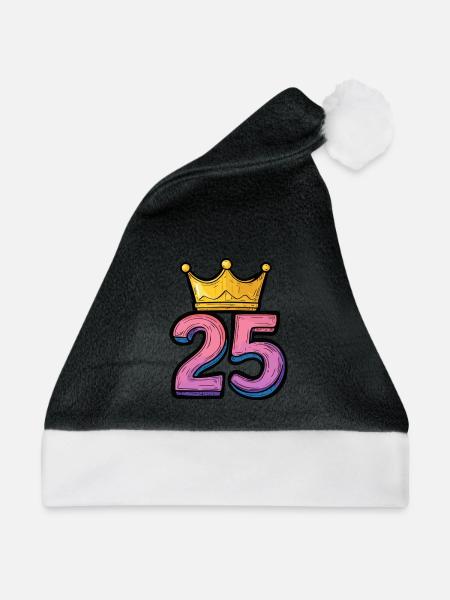 25 Zahl Krone - Weihnachtsmütze - Schwarz/Weiß