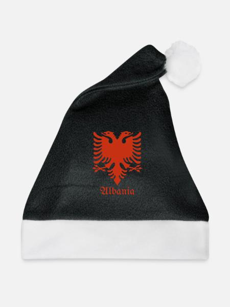 Albanischer Adler T-Shirt - Weihnachtsmütze - Schwarz/Weiß