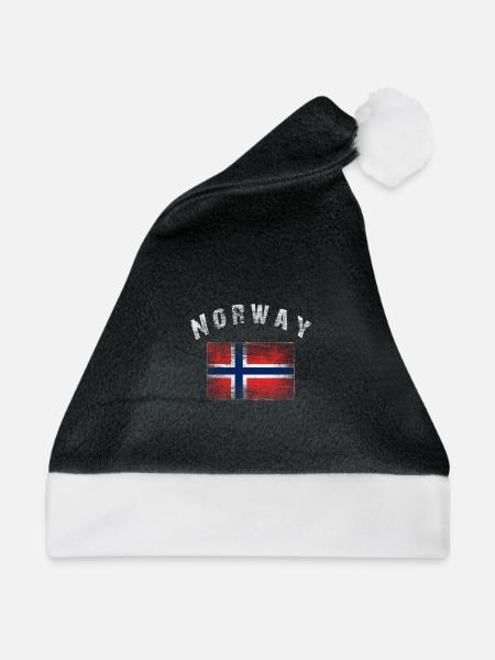 Norway - Norwegische Flagge - Weihnachtsmütze - Schwarz/Weiß - Vorne