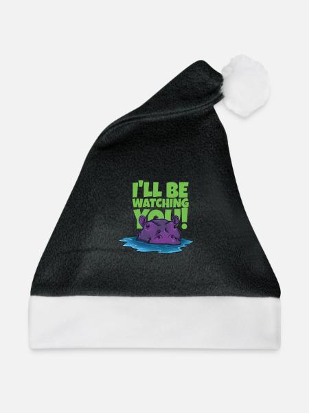 Witziges Nilpferd mit Text - Weihnachtsmütze - Schwarz/Weiß