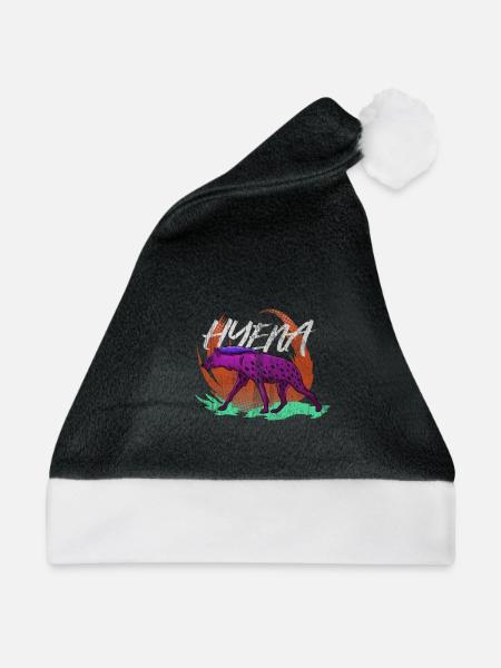 Hyäne Wildtier Afrika Safari Aasfresser Geschenk - Weihnachtsmütze - Schwarz/Weiß - Vorne