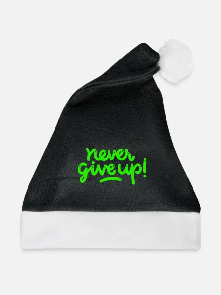 Never Give Up - Weihnachtsmütze - Schwarz/Weiß