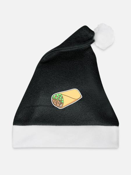 Taco-Wrap Sticker Design - Weihnachtsmütze - Schwarz/Weiß - Vorne
