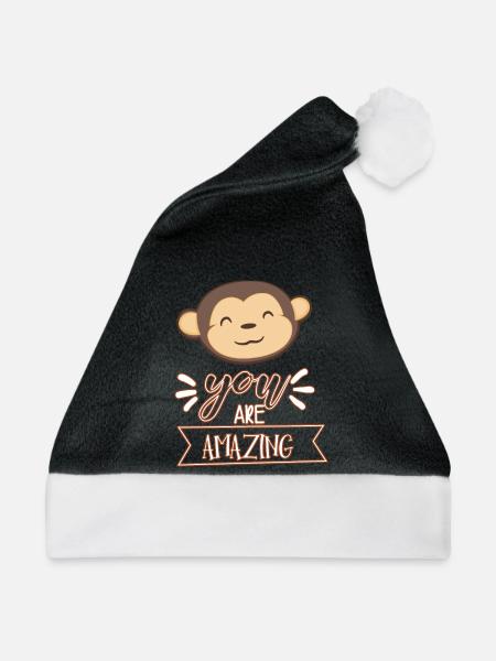 Affe - Weihnachtsmütze - Schwarz/Weiß