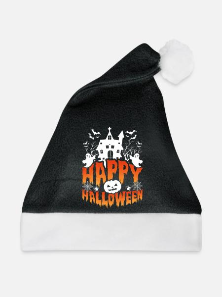 Happy Halloween Gruselhaus Szene - Weihnachtsmütze - Schwarz/Weiß