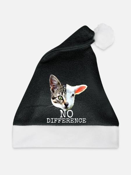No Difference Pro Vegan Spruch Vegetarier Katzen - Weihnachtsmütze - Schwarz/Weiß - Vorne