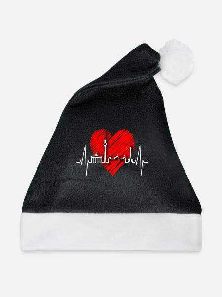 Berlin Skyline Herzschlag Herz Liebe Love Berliner - Weihnachtsmütze - Schwarz/Weiß