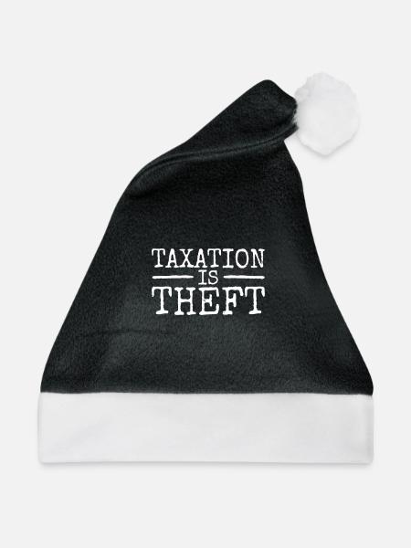 Taxation Is Theft Steuern Sind Raub & Diebstahl - Weihnachtsmütze - Schwarz/Weiß - Vorne