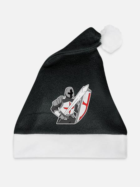 Tempelritter Ritter Mittelalter - Weihnachtsmütze - Schwarz/Weiß - Vorne
