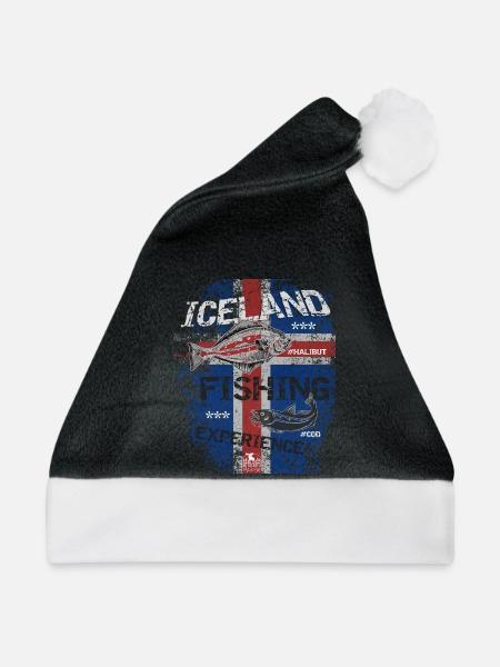 Iceland Fishing Flagge Angel Fisch Design - Weihnachtsmütze - Schwarz/Weiß