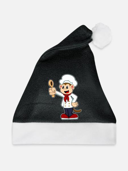 Affe Koch Kochlöffel Kochen - Weihnachtsmütze - Schwarz/Weiß