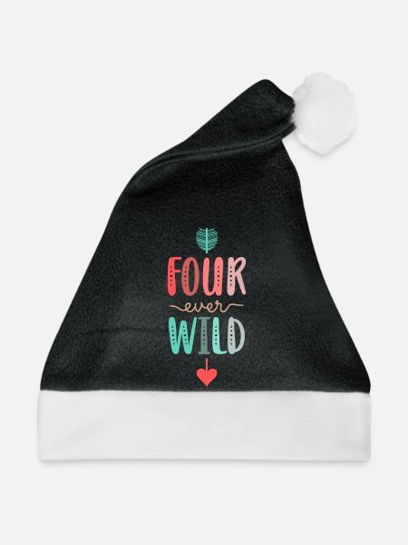 Four Ever Wild 4. Geburtstagsgeschenk Mädchen - Weihnachtsmütze - Schwarz/Weiß