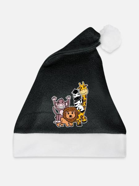 Niedliche Tiere - Weihnachtsmütze - Schwarz/Weiß