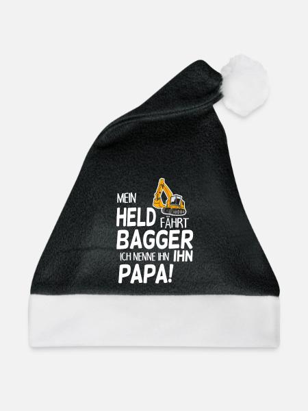 Bagger Held Papa Vater Geschenk - Weihnachtsmütze - Schwarz/Weiß - Vorne