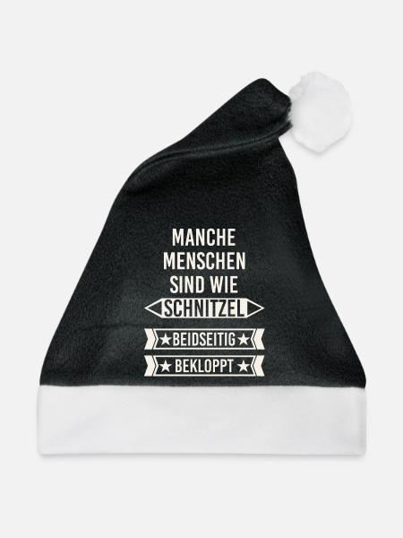 Menschen sind wie Schnitzel - beidseitig bekloppt - Weihnachtsmütze - Schwarz/Weiß - Vorne