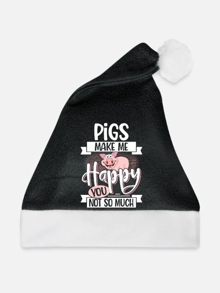 Schwein - Weihnachtsmütze - Schwarz/Weiß