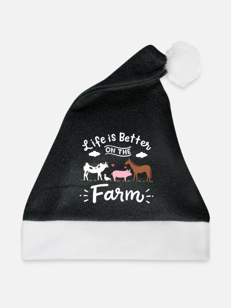 Bauernhof Landwirtschaft Nutztiere - Weihnachtsmütze - Schwarz/Weiß - Vorne