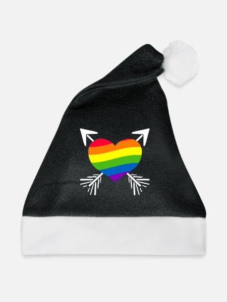 Regenbogen Herz Pfeil - Weihnachtsmütze - Schwarz/Weiß