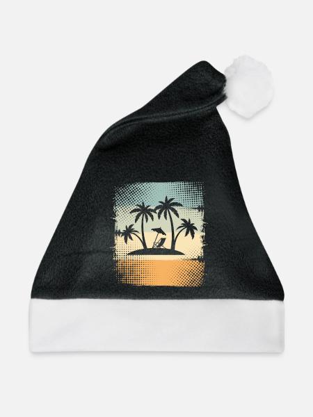 Kleine Insel Mit Palmen - Weihnachtsmütze - Schwarz/Weiß