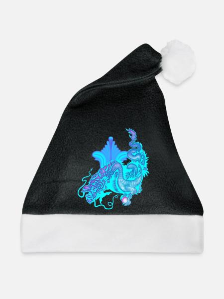 Hellblauer chinesischer Drache - Weihnachtsmütze - Schwarz/Weiß