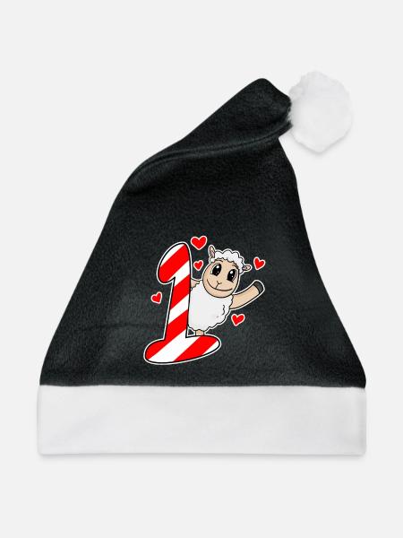 Ich bin 1 - 1. Geburtstag - Weihnachtsmütze - Schwarz/Weiß - Vorne
