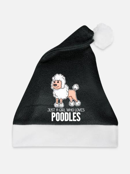 Pudel Hund - Weihnachtsmütze - Schwarz/Weiß