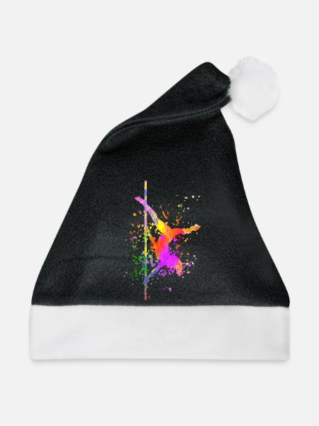Pole Dance Fitness Farbspritzer Poledance - Weihnachtsmütze - Schwarz/Weiß