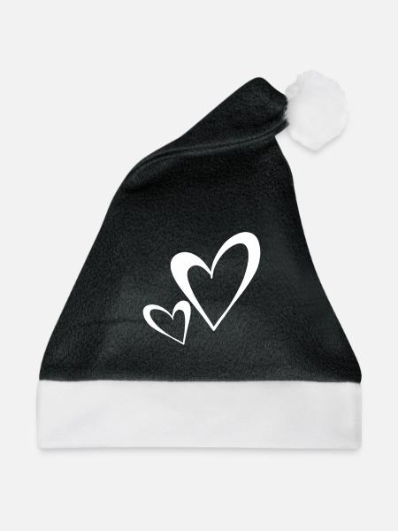 Herz - Weihnachtsmütze - Schwarz/Weiß