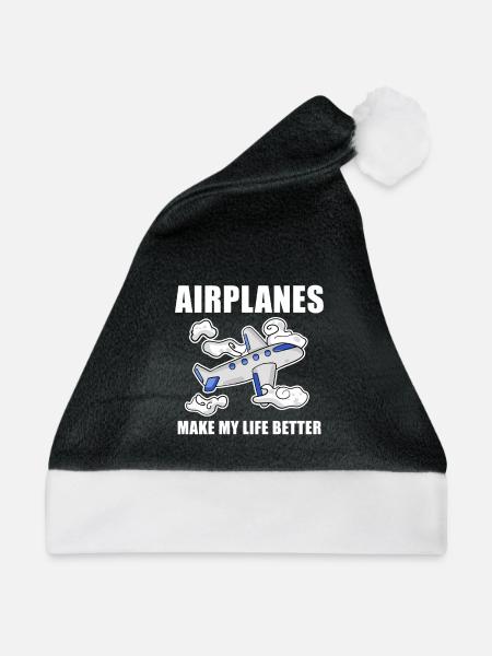 Flugzeug - Weihnachtsmütze - Schwarz/Weiß
