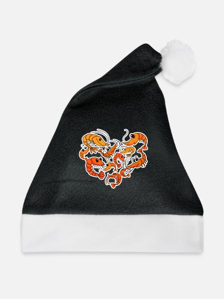 Garnelen Herz Garnele - Weihnachtsmütze - Schwarz/Weiß - Vorne
