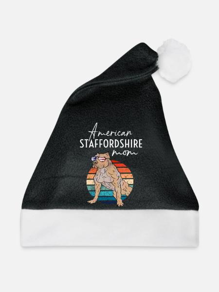 American Staffordshire Mom Vintage - Weihnachtsmütze - Schwarz/Weiß