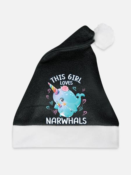 Dieses Maedchen Liebt Narwale - Weihnachtsmütze - Schwarz/Weiß