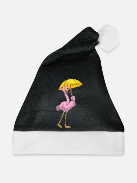 Flamingo Regenschirm - Weihnachtsmütze - Schwarz/Weiß