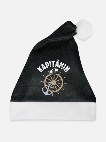 Kapitänin Segeln Boot Bootfahren Seglerin - Weihnachtsmütze - Schwarz/Weiß - Vorne