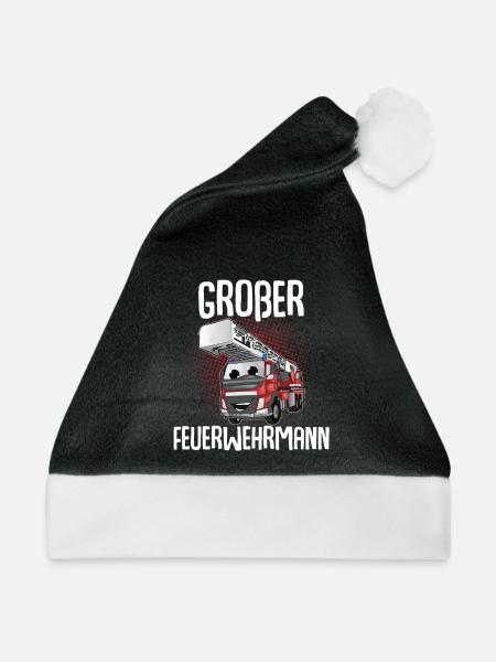 Großer Bruder Großer Feuerwehrmann - Weihnachtsmütze - Schwarz/Weiß - Vorne