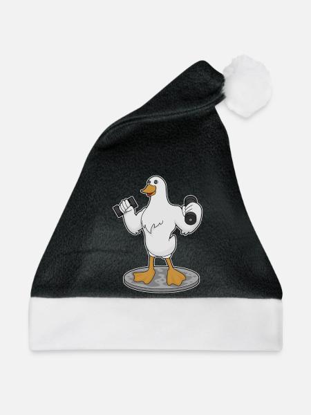 Ente Bodybuilder Hanteln Bodybuilding - Weihnachtsmütze - Schwarz/Weiß - Vorne