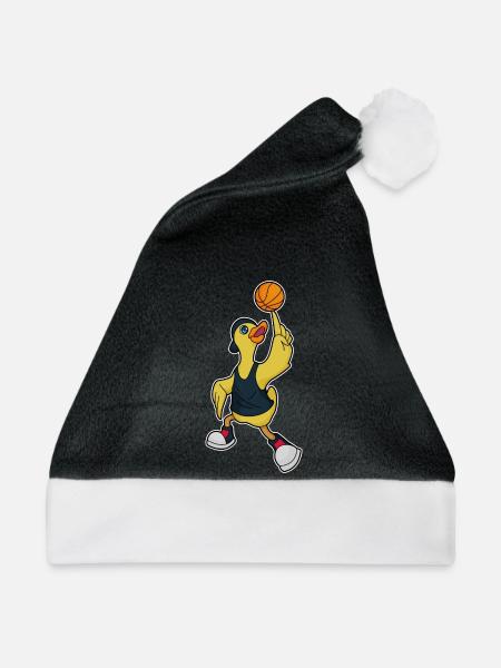 Ente Basketballspieler Basketball - Weihnachtsmütze - Schwarz/Weiß - Vorne