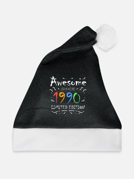 1990 - Jahrgang 1990 - Fantastisch seit 1990 - Weihnachtsmütze - Schwarz/Weiß - Vorne