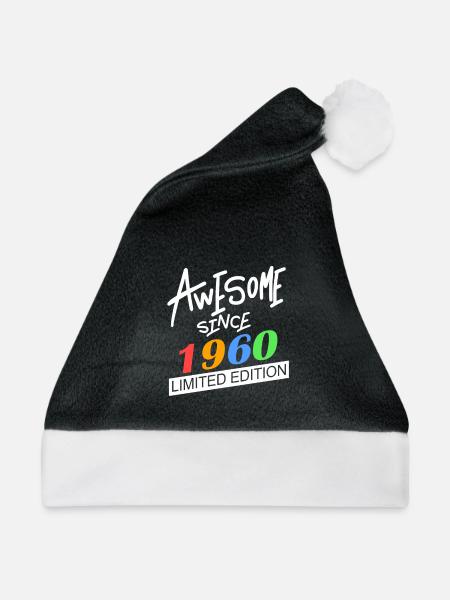 1960 - Jahrgang 1960 - Weihnachtsmütze - Schwarz/Weiß - Vorne
