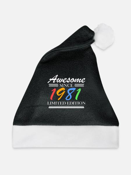 1981 - Jahrgang 1981 - Fantastisch seit 1981 - Weihnachtsmütze - Schwarz/Weiß - Vorne